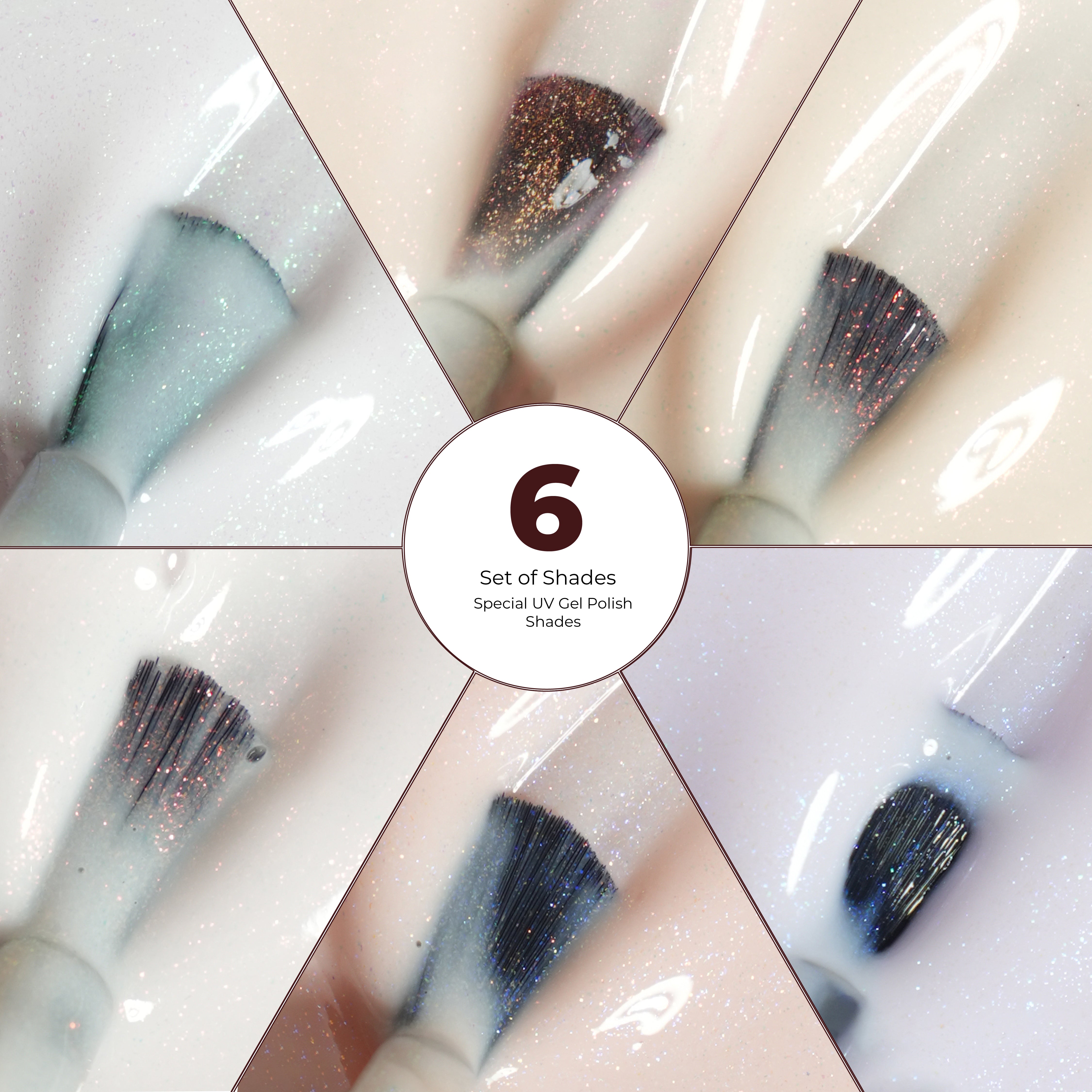 Emigel - Set of 6- Milkshake Glitter UV Gel Polish