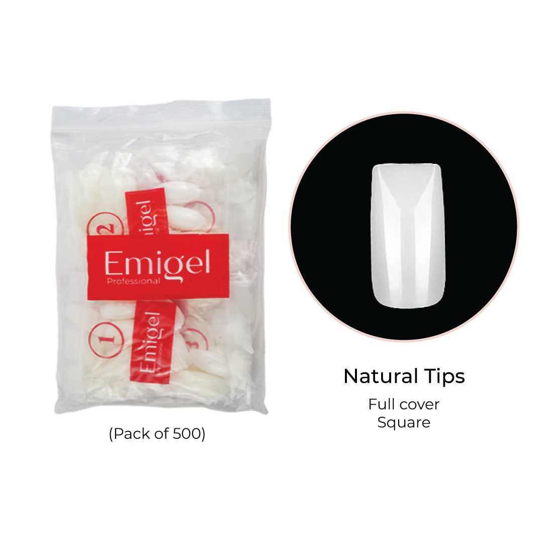 Emigel - Nail Tips - Nail Extension Essentials - Natural - 4 No (Pack of 500 Pcs)
