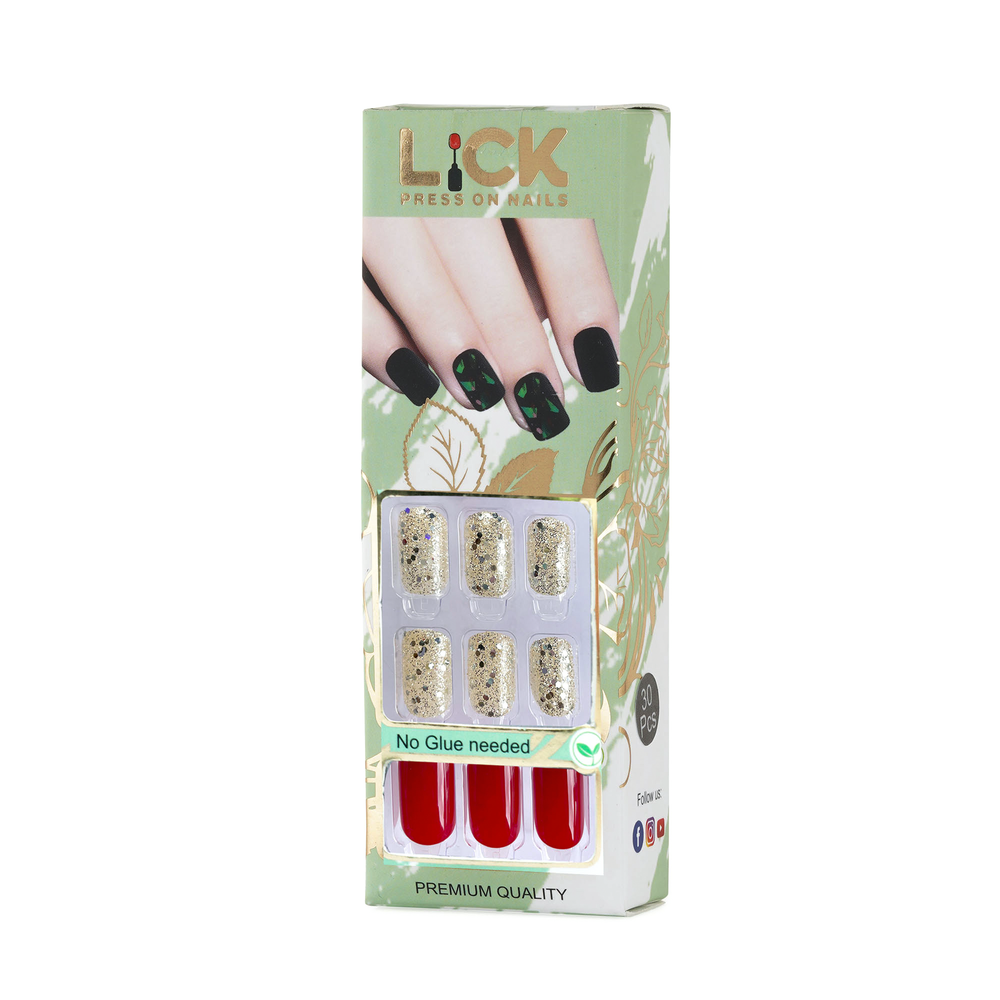 LICK NAILS Baby blue with Hints Design Press on Nails