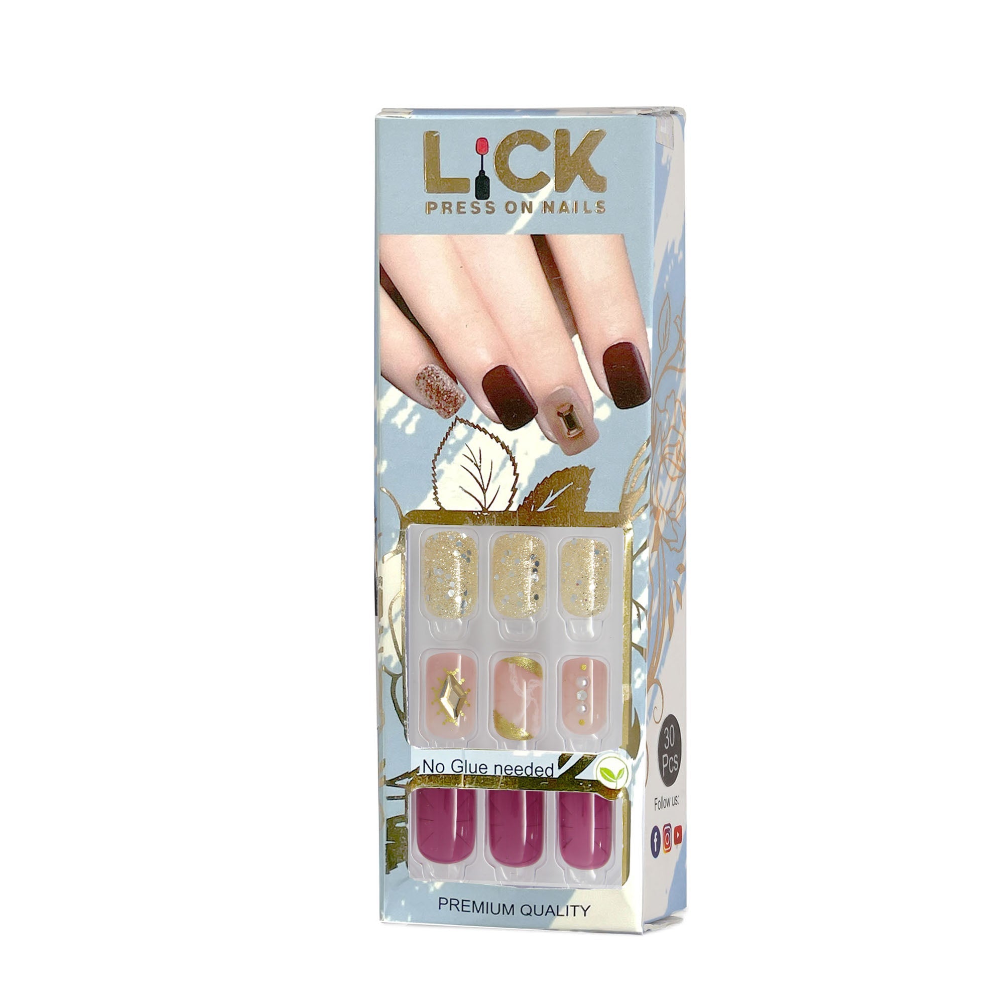 LICK NAILS Glossy Finish Ombre Yellow Press on Nails