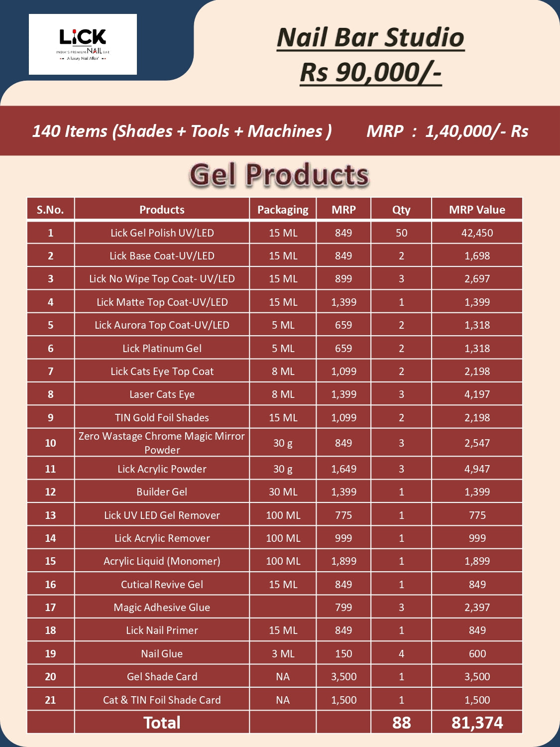 Lick - Nail Bar - Nail Studio Package