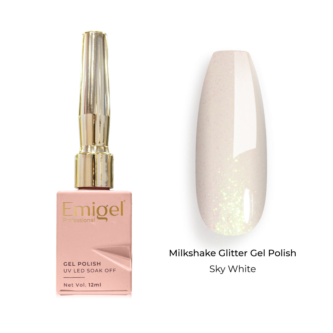 Emigel - Milkshake Glitter Gel Polish - 003 - Sky White