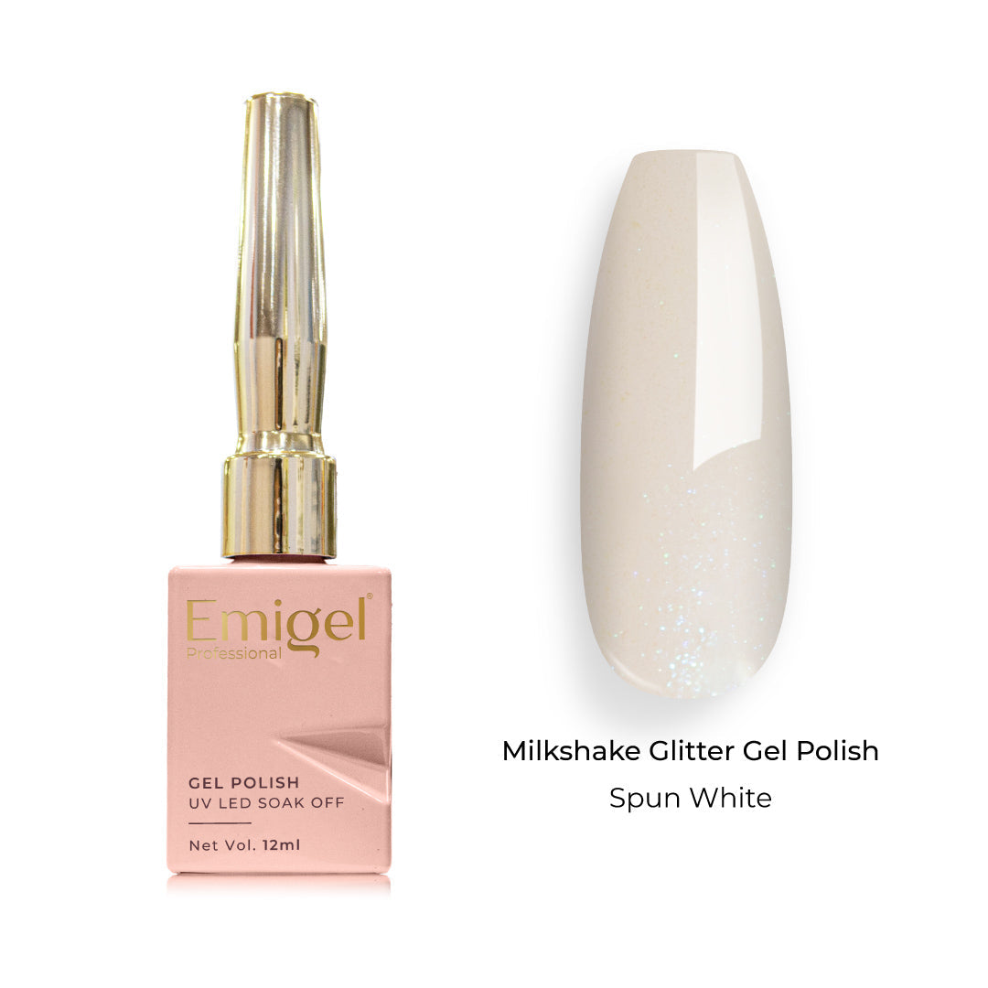 Emigel - Milkshake Glitter Gel Polish - 004 - Spun White