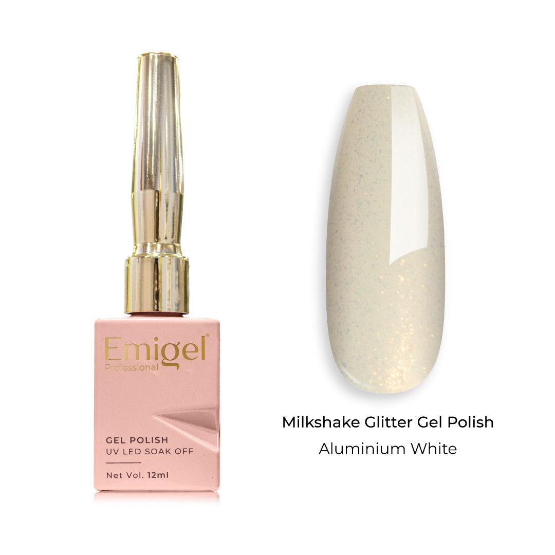 Emigel - Milkshake Glitter Gel Polish - 007 - Aluminium White