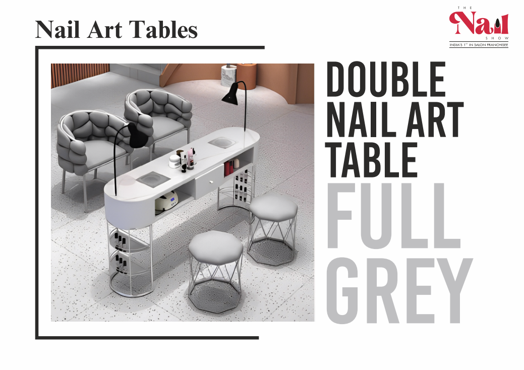 Double Nail Art Table Full Grey