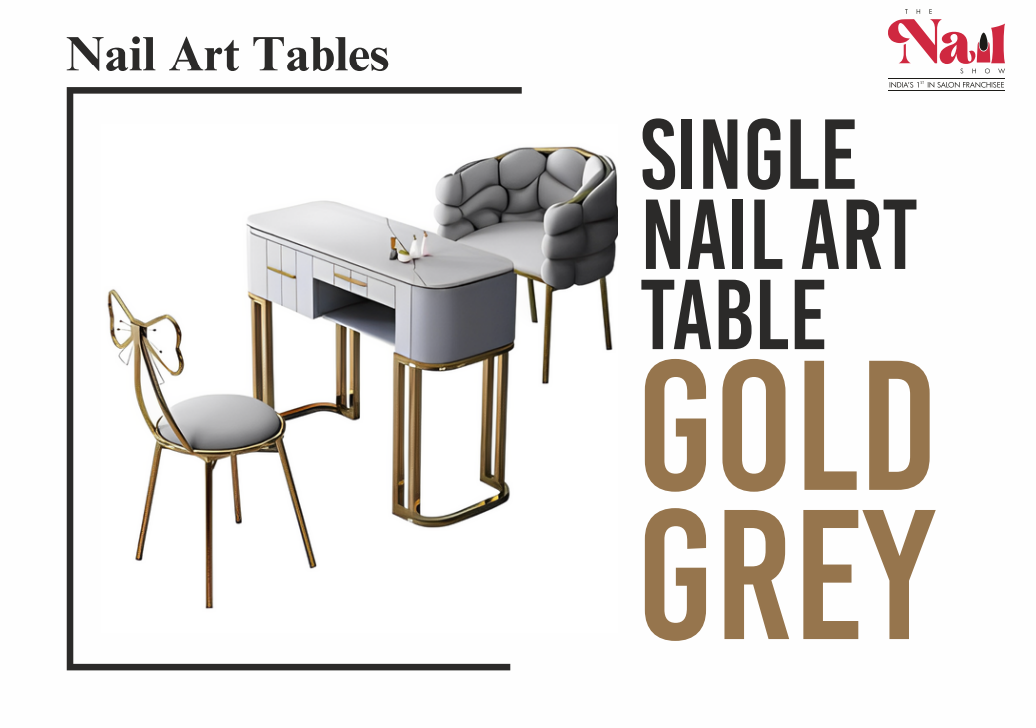 Single Nail Art Table Gold Grey