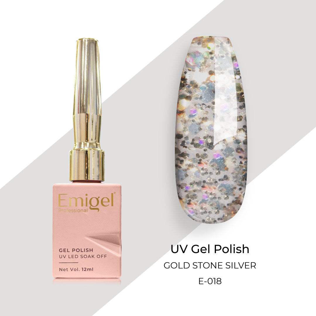 Emigel - UV Gel Polish - GOLD STONE SILVER - E018