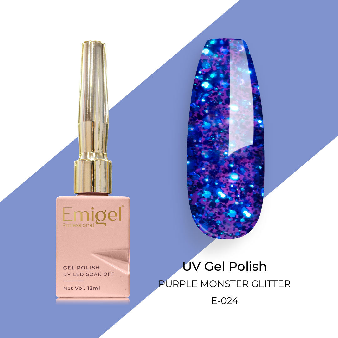 Emigel - UV Gel Polish - PURPLE MONSTER GLITTER - E024