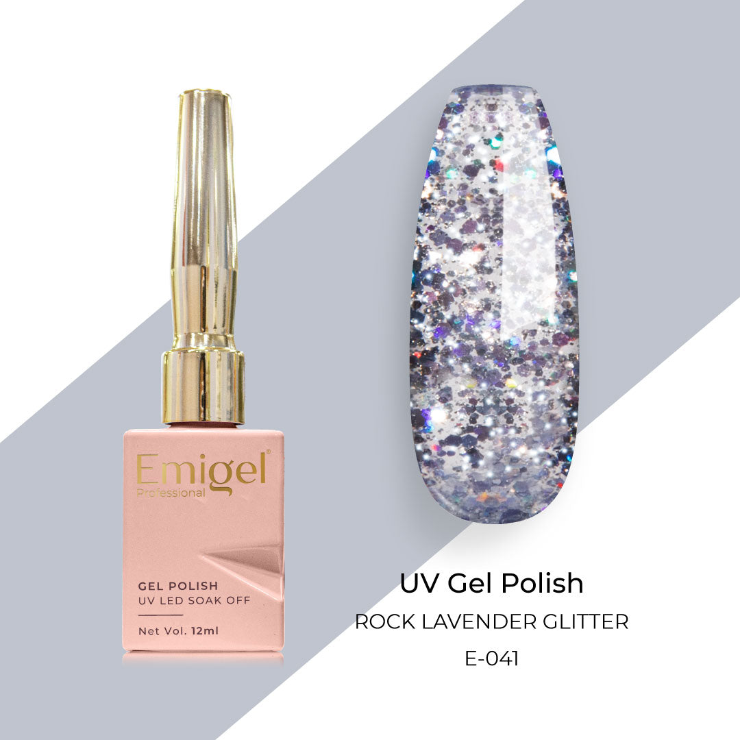Emigel - UV Gel Polish - ROCK LAVENDER GLITTER - E041