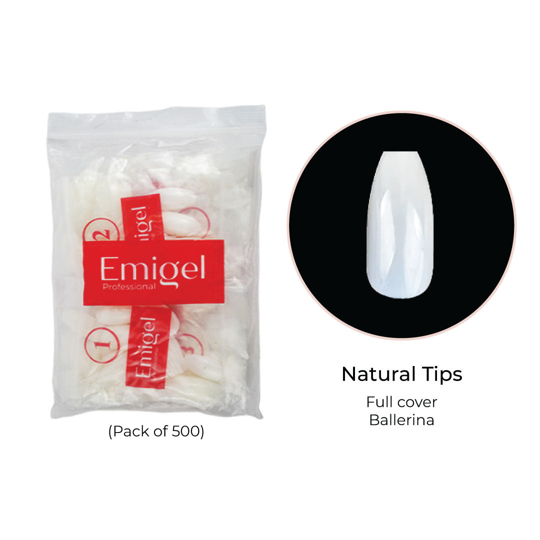 Emigel - Nail Tips - Nail Extension Essentials - Natural - 5 No (Pack of 500 Pcs)