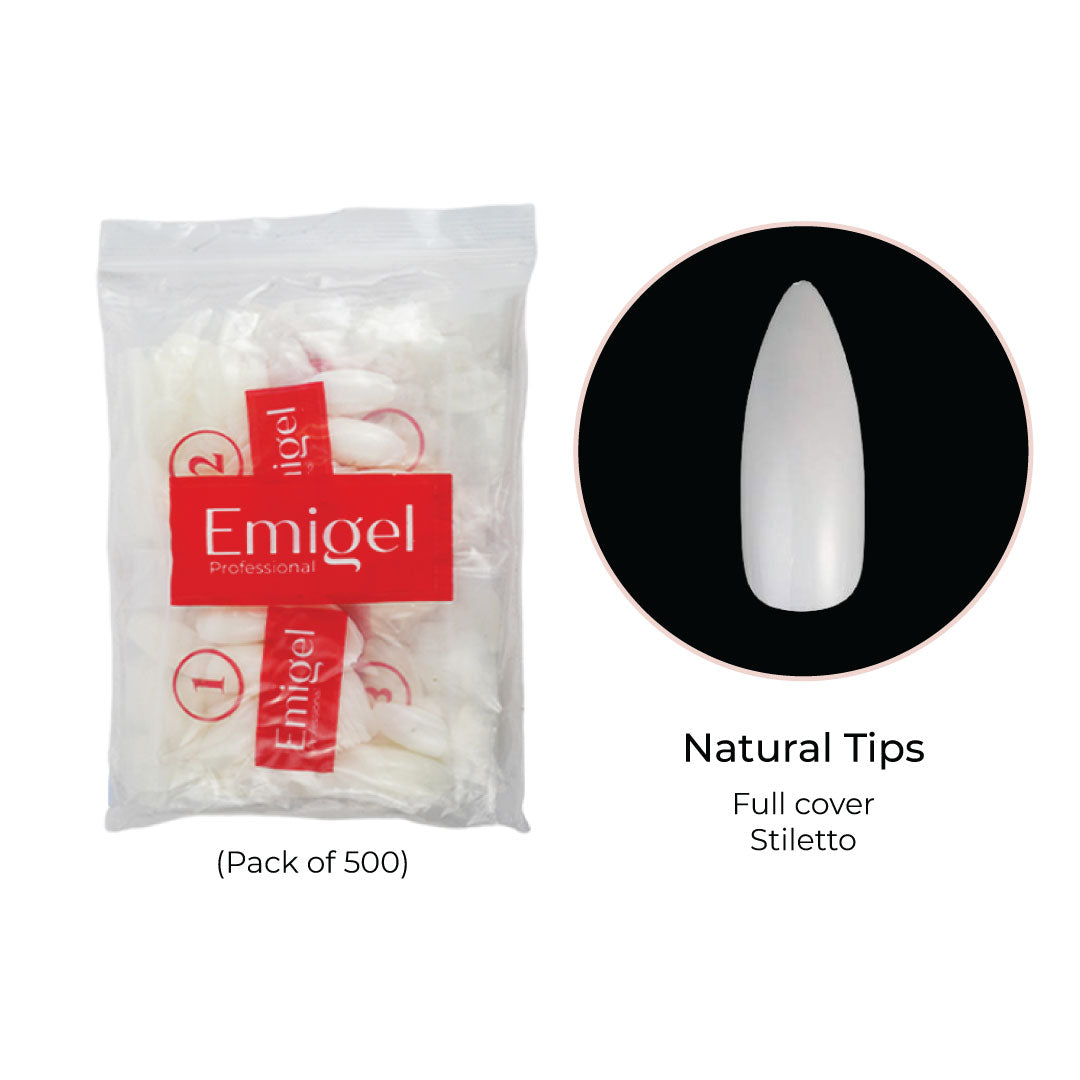 Emigel - Nail Tips - Nail Extension Essentials - Natural - 10M No (Pack of 500 Pcs)