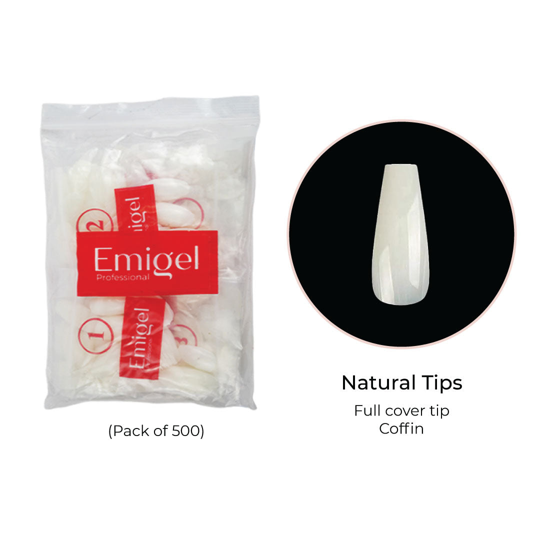 Emigel - Nail Tips - Nail Extension Essentials - Natural - 9M No (Pack of 500 Pcs)