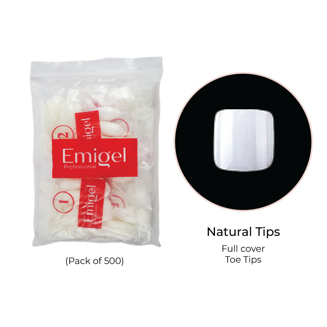 Emigel - Nail Tips - Nail Extension Essentials - Natural - 11 No (Pack of 500 Pcs)